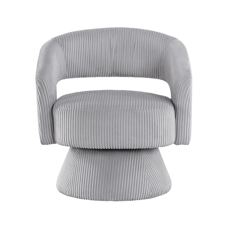 Pemberly Row Corduroy Fabric Upholstery Swivel Chair in Gray
