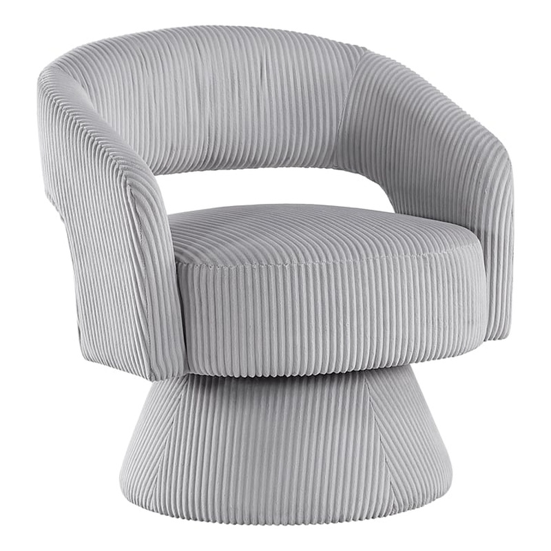 Pemberly Row Corduroy Fabric Upholstery Swivel Chair in Gray