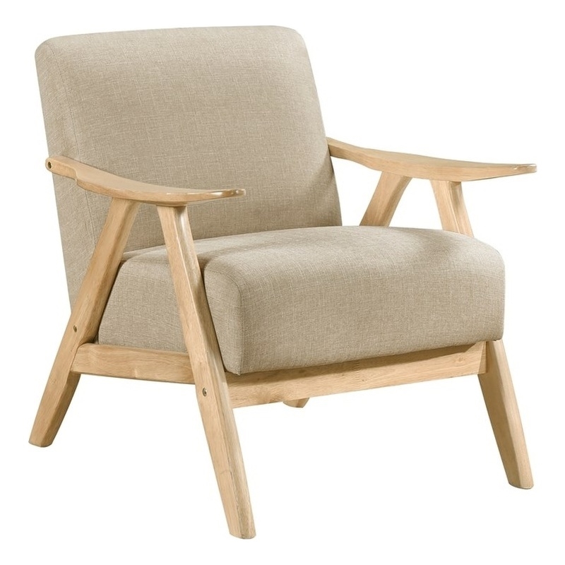 Pemberly Row Mid-Century Textured Accent Chair in Light brown