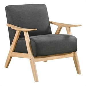 Pemberly Row Mid-Century Textured Accent Chair in Dark Gray Finish