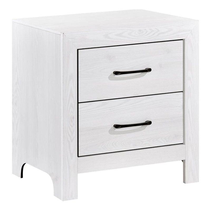 Pemberly Row Farmhouse Asian Hardwood Nightstand in White Finish