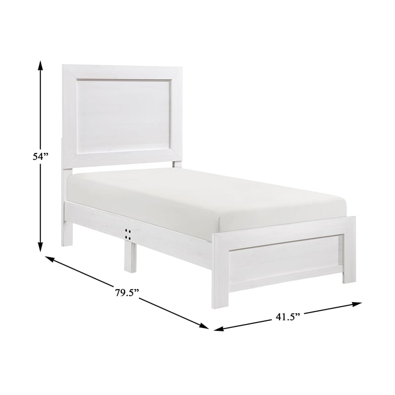 Pemberly Row Farmhouse Asian Hardwood Twin Bed in White Finish