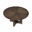 Pemberly Row Rubber Wood Round Dining Table in Wire Brushed Brown