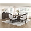 Pemberly Row Rubber Wood Round Dining Table in Wire Brushed Brown
