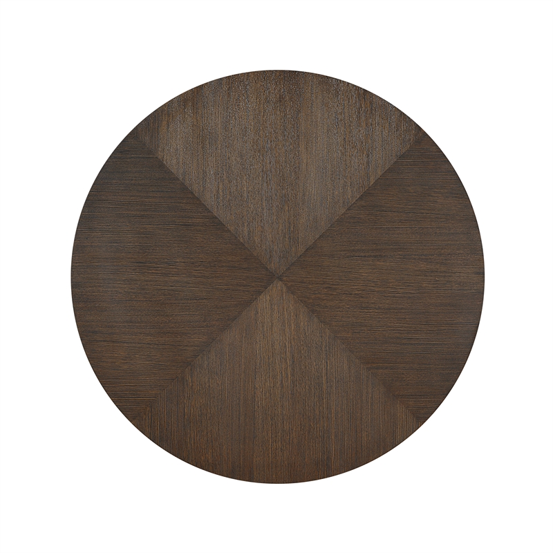 Pemberly Row Rubber Wood Round Dining Table in Wire Brushed Brown