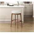 Pemberly Row Contemporary Boucle Fabric Swivel Pub Height Chair in White
