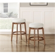 Pemberly Row Contemporary Boucle Fabric Swivel Pub Height Chair in White