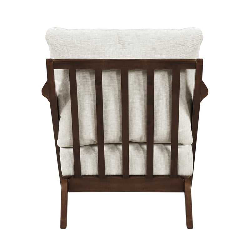 Pemberly Row Chenille Accent Chair in Beige and Pascal Brown finish