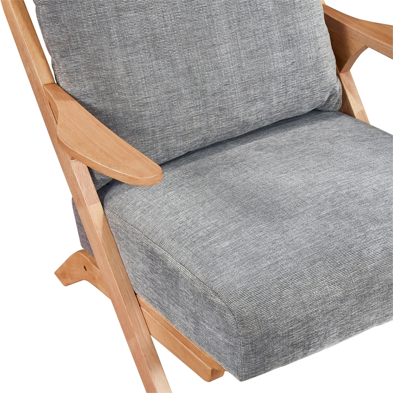 Pemberly Row Chenille Accent Chair in Gray and Natural finish