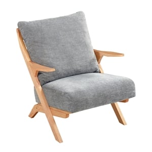 Pemberly Row Chenille Accent Chair in Gray and Natural finish