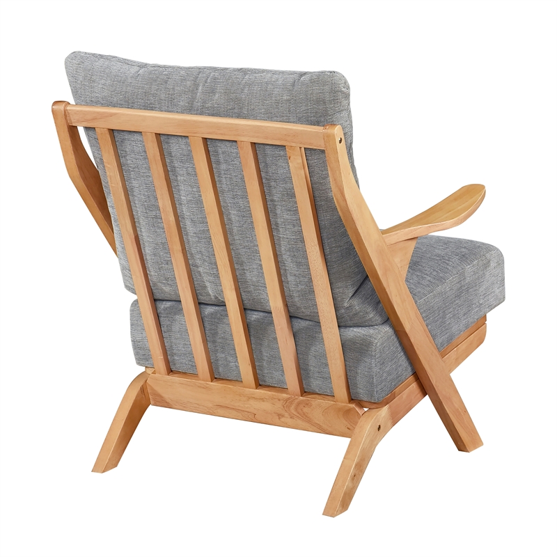 Pemberly Row Chenille Accent Chair in Gray and Natural finish