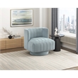 Pemberly Row Contemporary Textured Fabric Swivel Chair in Aqua Blue