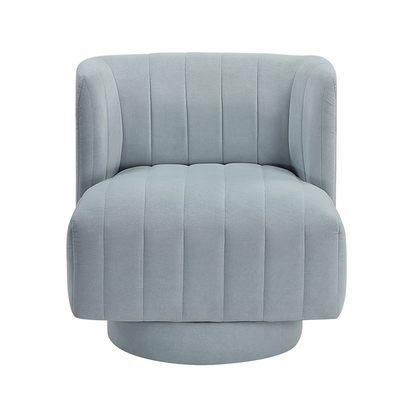 Pemberly Row Contemporary Textured Fabric Swivel Chair in Aqua Blue