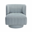 Pemberly Row Contemporary Textured Fabric Swivel Chair in Aqua Blue