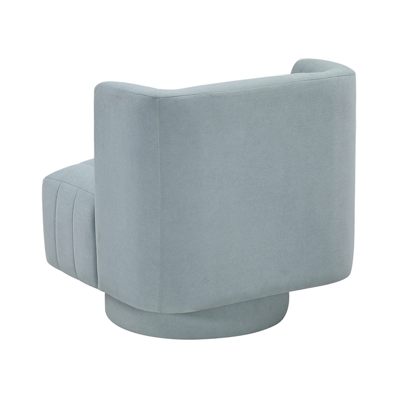 Pemberly Row Contemporary Textured Fabric Swivel Chair in Aqua Blue