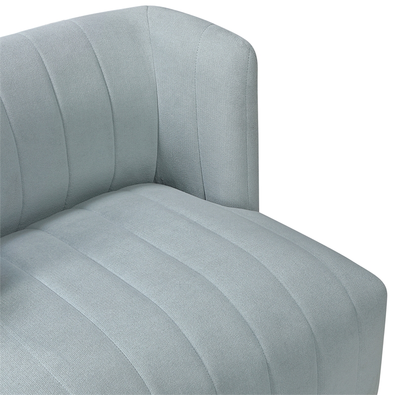 Pemberly Row Contemporary Textured Fabric Swivel Chair in Aqua Blue