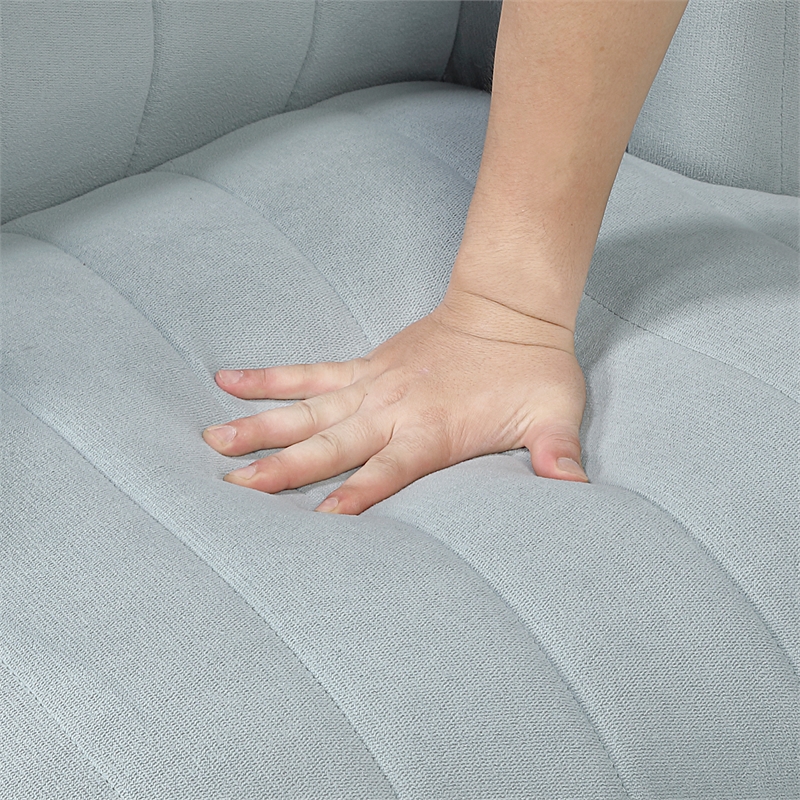 Pemberly Row Contemporary Textured Fabric Swivel Chair in Aqua Blue