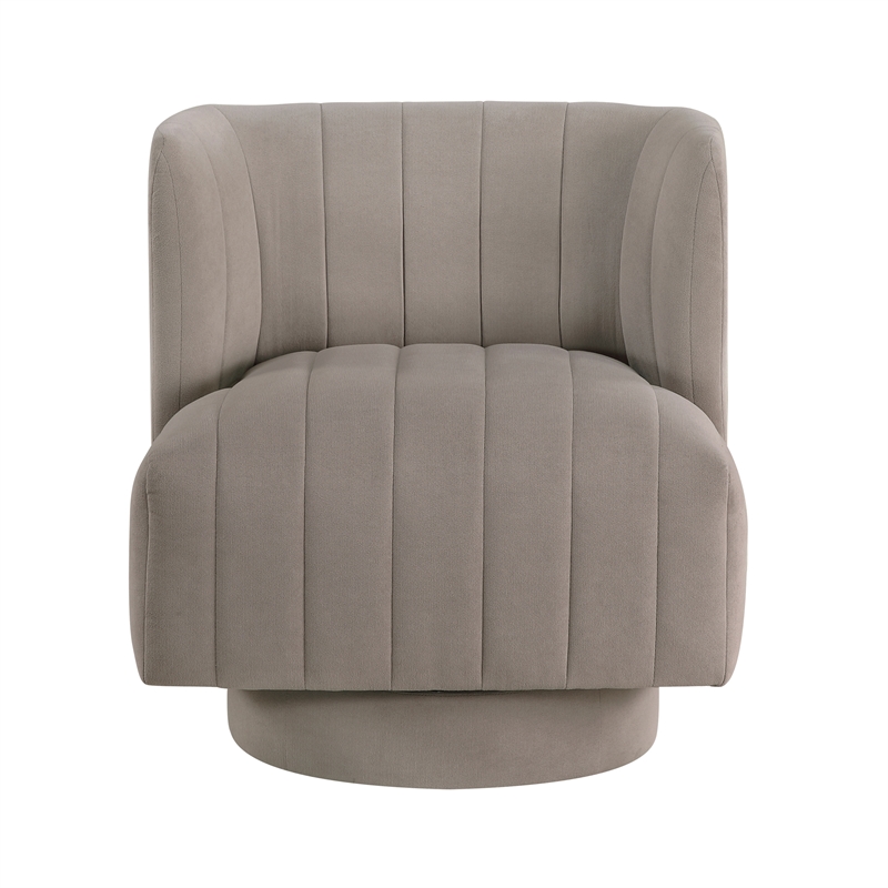 Pemberly Row Textured Fabric Upholstery Swivel Chair in Taupe