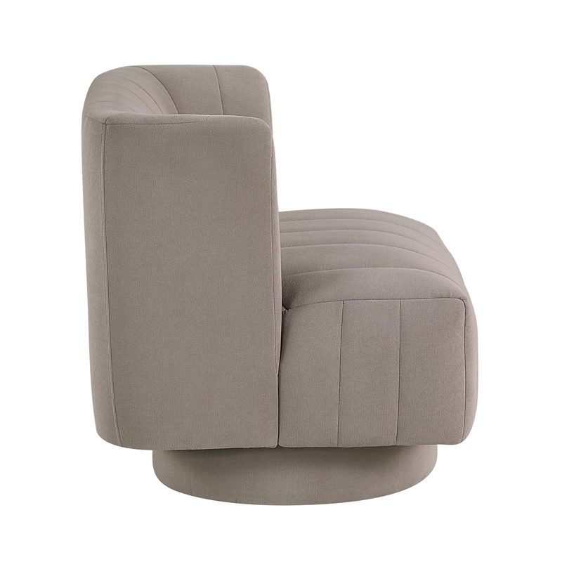 Pemberly Row Textured Fabric Upholstery Swivel Chair in Taupe