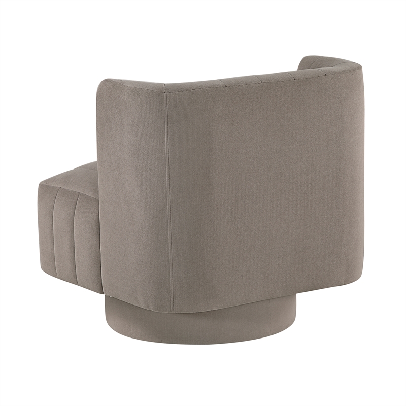 Pemberly Row Textured Fabric Upholstery Swivel Chair in Taupe