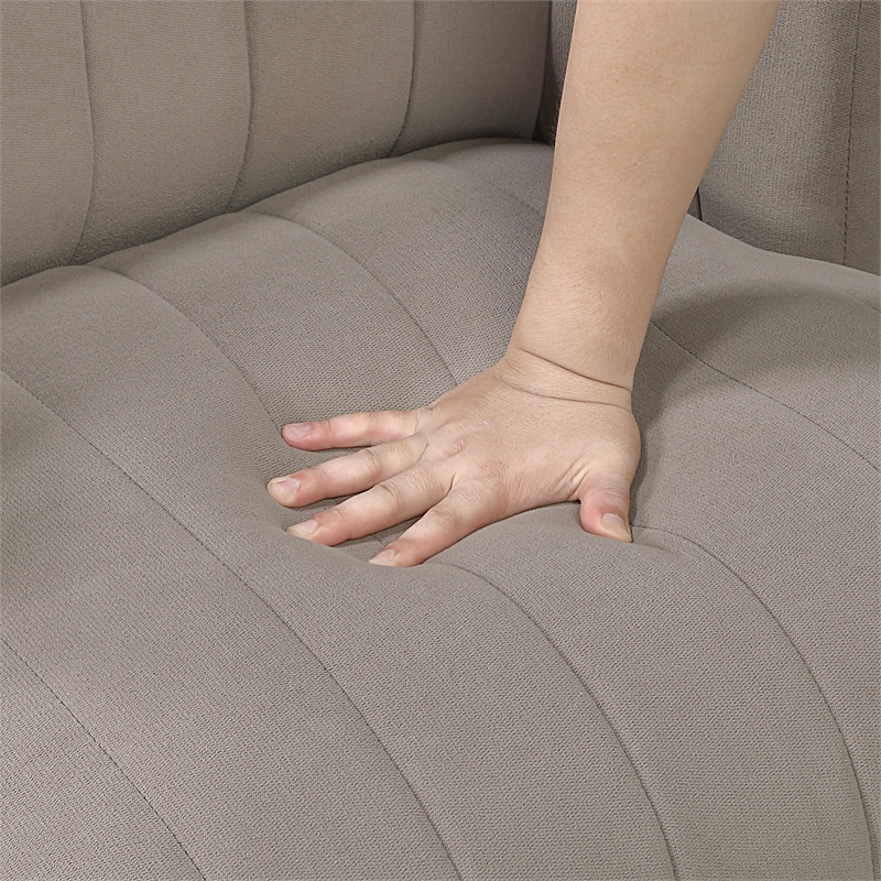 Pemberly Row Textured Fabric Upholstery Swivel Chair in Taupe