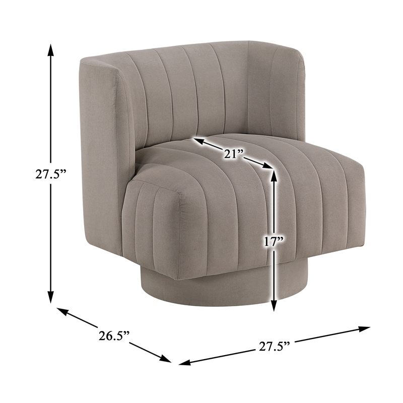 Pemberly Row Textured Fabric Upholstery Swivel Chair in Taupe