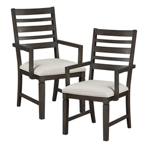 Pemberly Row Contemporary Textured Dining Arm Chair - Set of 2 in Beige