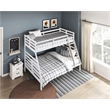 Pemberly Row Contemporary Pine Wood Twin/Full Bunk Bed in White