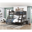 Pemberly Row Contemporary Pine Wood Twin/Full Bunk Bed in Dark Brown