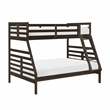 Pemberly Row Contemporary Pine Wood Twin/Full Bunk Bed in Dark Brown