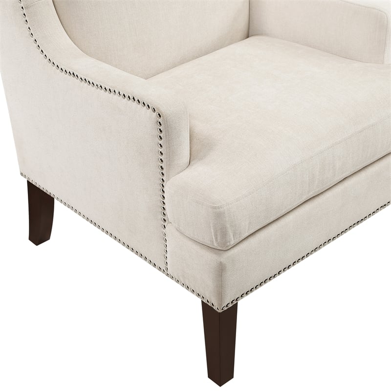 Pemberly Row Contemporary Textured Accent Chair in Beige Finish