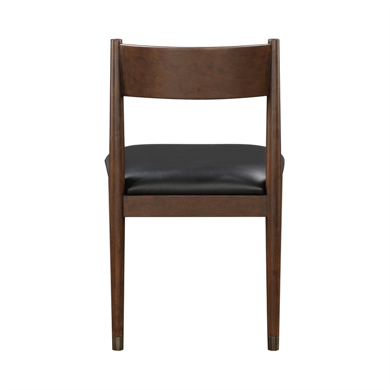 Pemberly Row Leather 5-Piece Dining Set (1 Table + 4 Side Chairs) in Black