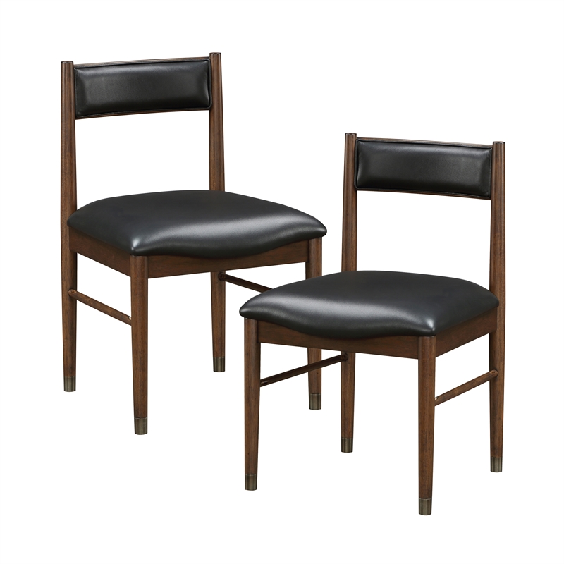 Pemberly Row Leather 5-Piece Dining Set (1 Table + 4 Side Chairs) in Black