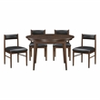 Pemberly Row Leather 5-Piece Dining Set (1 Table + 4 Side Chairs) in Black