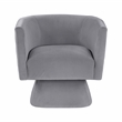 Pemberly Row Contemporary Velvet Swivel Chair in Gray Finish