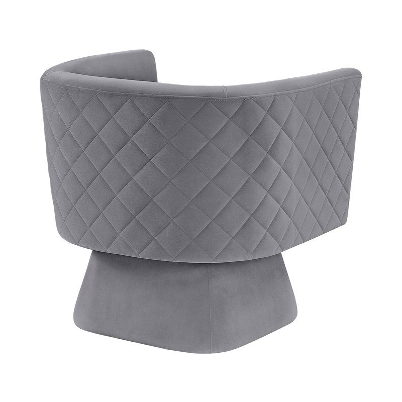 Pemberly Row Contemporary Velvet Swivel Chair in Gray Finish