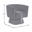 Pemberly Row Contemporary Velvet Swivel Chair in Gray Finish