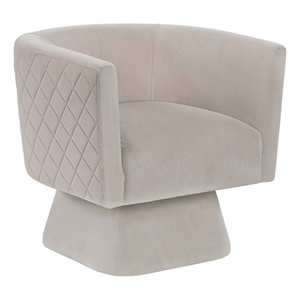 Pemberly Row Contemporary Velvet Swivel Chair in Taupe Finish