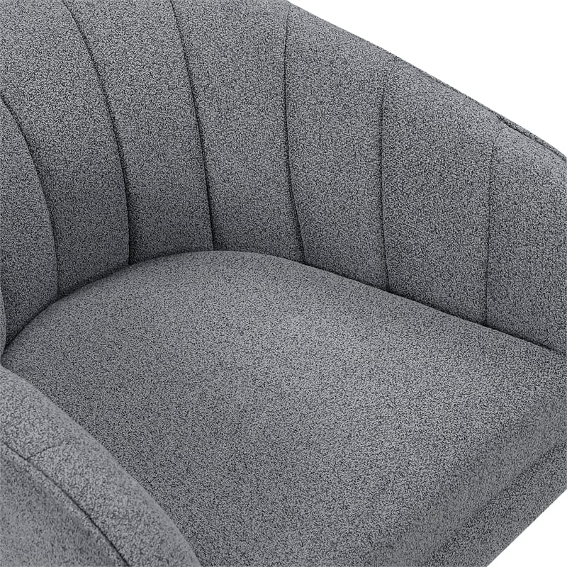 Pemberly Row Contemporary Boucle Fabric Swivel Chair in Dark Gray