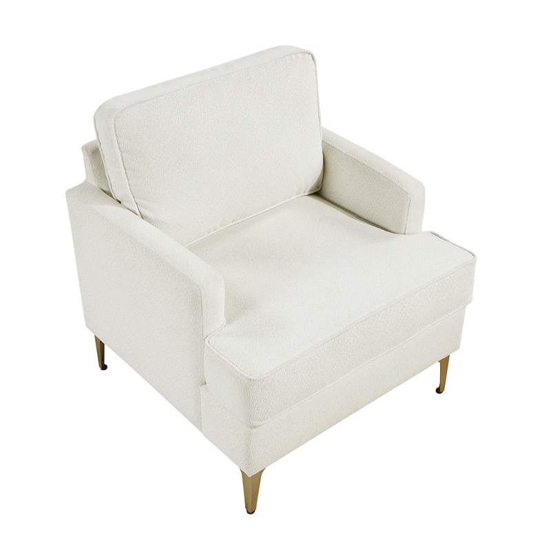 Pemberly Row Contemporary Chenille Accent Chair in Beige Finish
