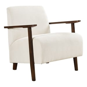 Pemberly Row Mid-Century Corduroy Accent Chair in Beige Finish