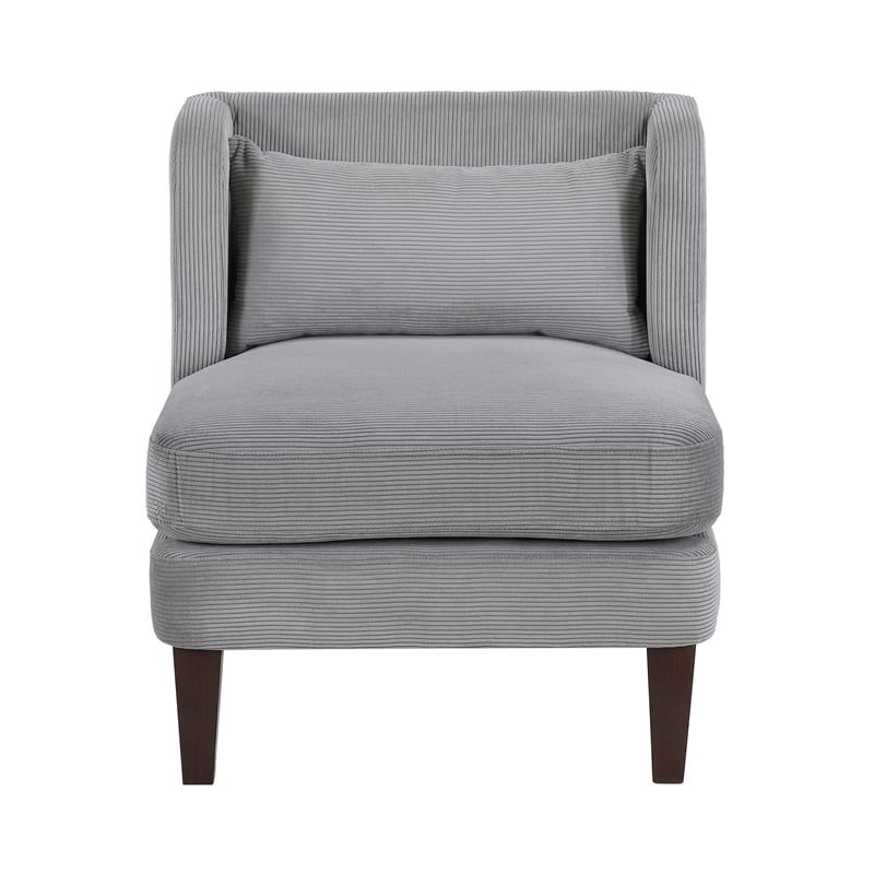 Pemberly Row Contemporary Corduroy Accent Chair in Dark Gray