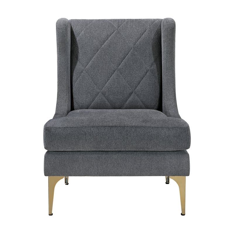 Pemberly Row Contemporary Chenille Accent Chair in Dark Gray