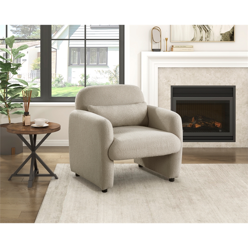 Pemberly Row Contemporary Boucle Accent Chair in Taupe Finish