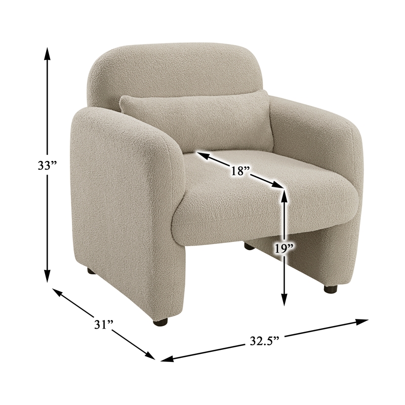 Pemberly Row Contemporary Boucle Accent Chair in Taupe Finish