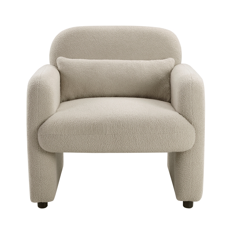 Pemberly Row Contemporary Boucle Accent Chair in Taupe Finish