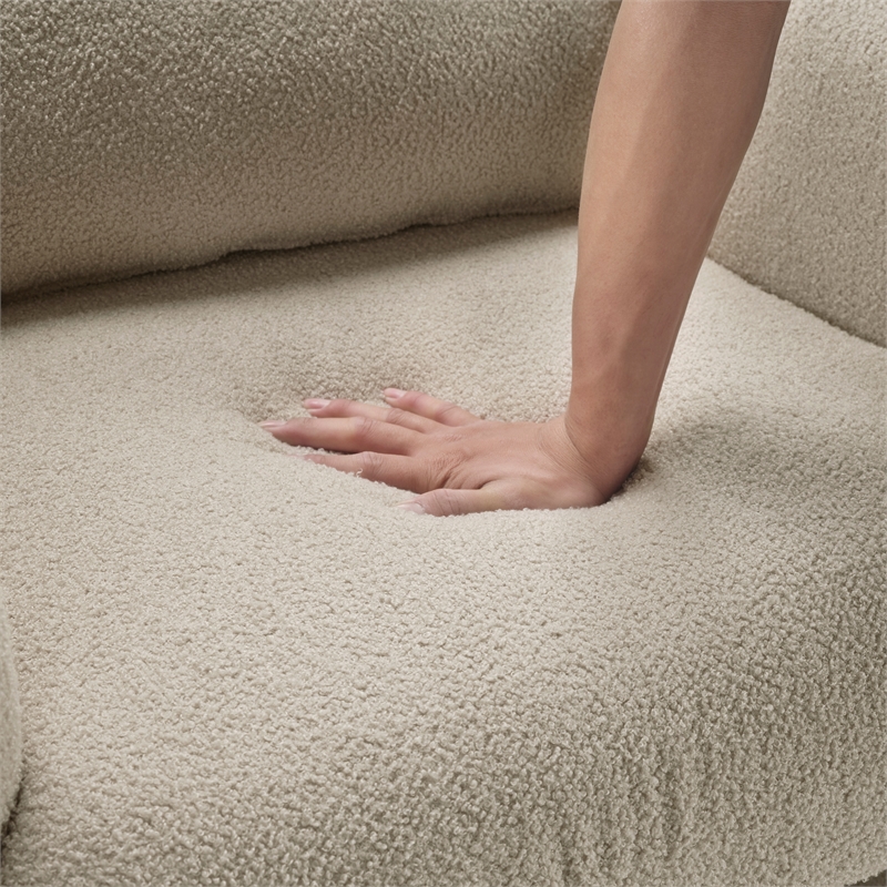 Pemberly Row Contemporary Boucle Accent Chair in Taupe Finish