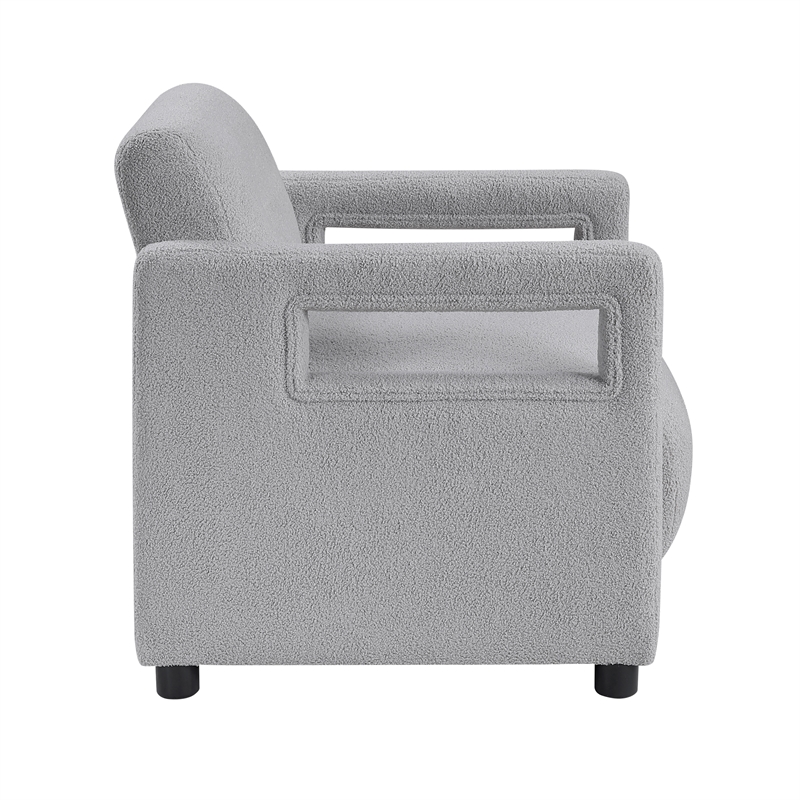 Pemberly Row Contemporary Boucle Accent Chair in Gray Finish