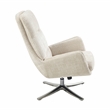 Pemberly Row Contemporary Chenille Swivel Chair with Ottoman in Beige
