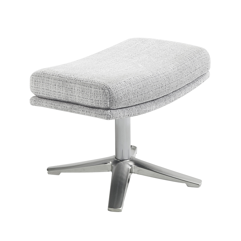 Pemberly Row Contemporary Chenille Swivel Chair with Ottoman in Gray